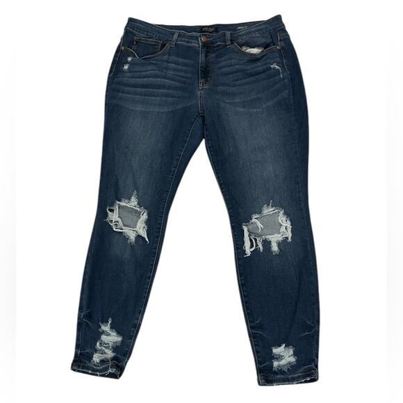 Judy Blue Skinny Fit Distressed Ripped Denim Casual Basic Jeans Plus Size 18W - Picture 1 of 9